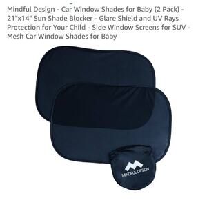 Car Window Shades for Baby (2 Pack) - 21"x14" Sun Shade Blocker - Glare Shield
